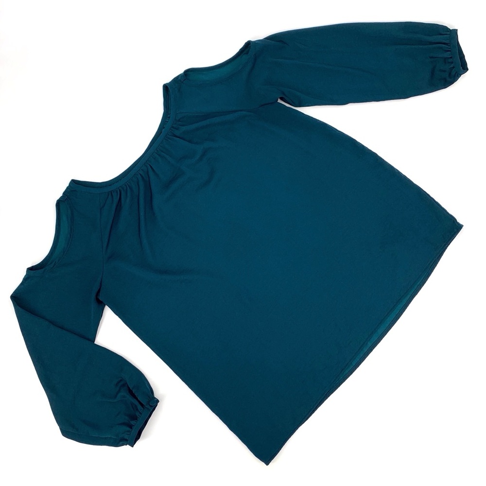 Cabi Fetching Blouse # 3504, Spruce Green Cold Shoulder Long Sleeve Top, Medium